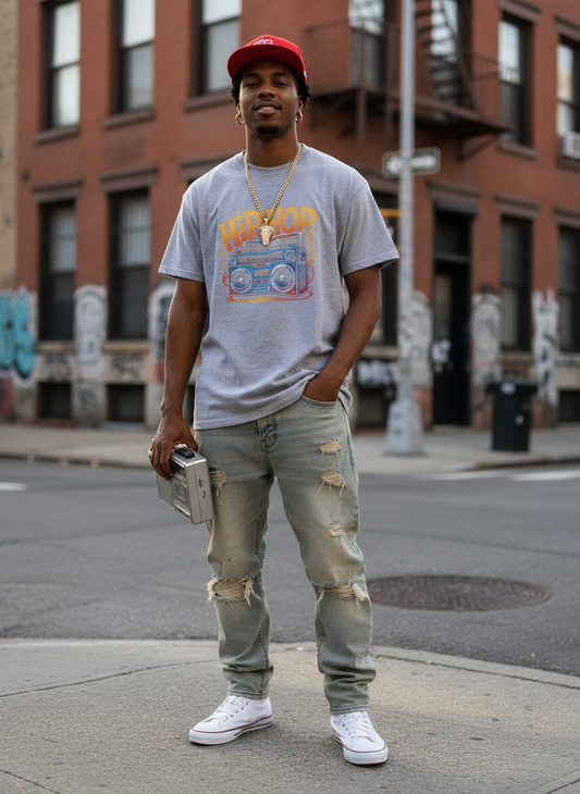 HIP HOP TEE, GRAY ALSO AVAL IN BLACK,WHITE